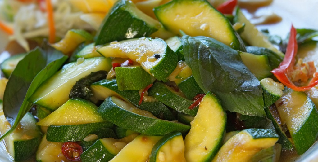 Thai-vegetarian-food-of stir-fried-courgettes